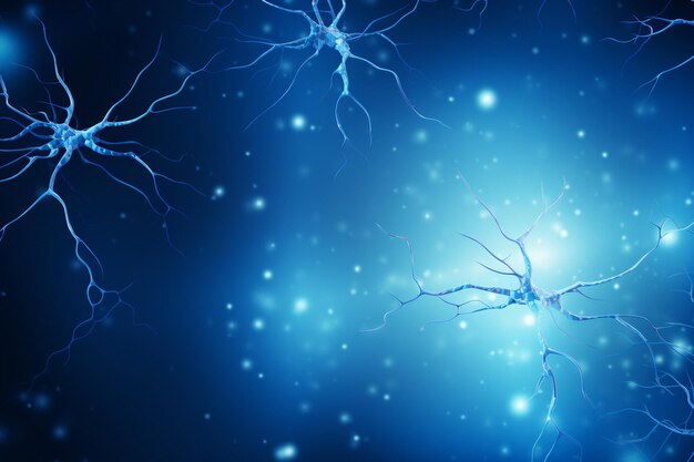 Photo a blue background with the words neuron