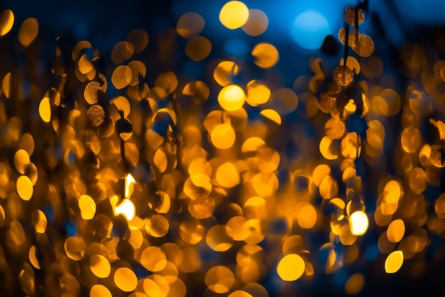 A blue background with yellow lights and a blue background