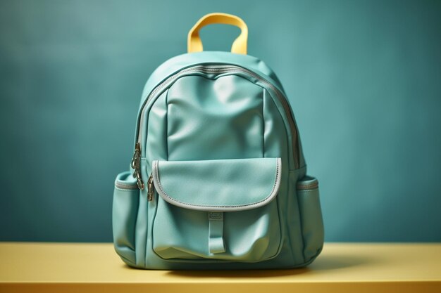 a blue backpack with a zipper and a zipper.