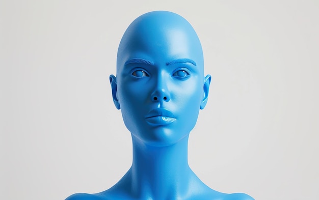 Photo blue bald woman hd 8k wallpaper stock photographic image