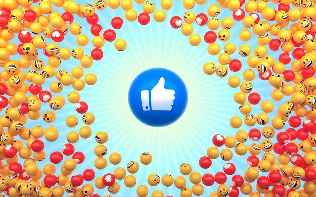 Blue ball like with smile icons 3d render illustration