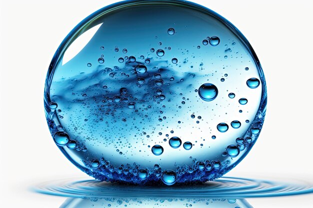 Photo a blue ball of water is on a white background