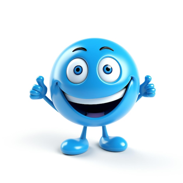 A blue ball with a happy face and a happy face.