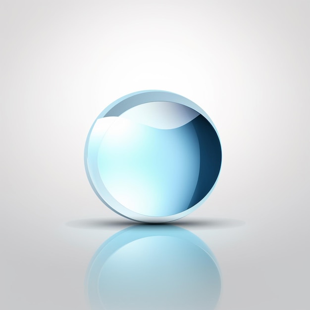 A blue ball with a reflection of the sun on the surface.