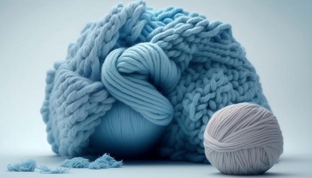 Photo a blue ball of yarn and a ball of yarn