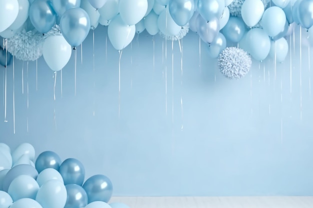 Blue balloons on a blue background