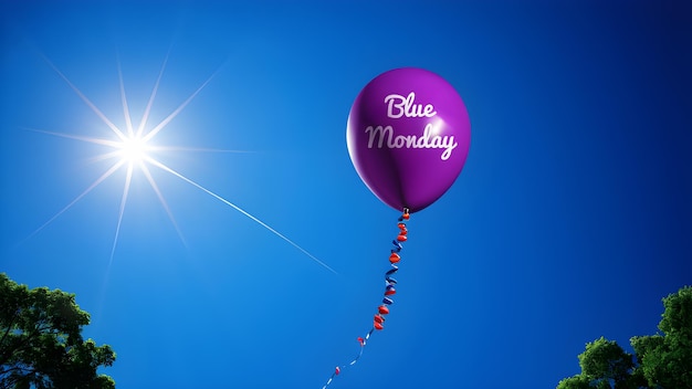 Blue balloons with a blue monday theme