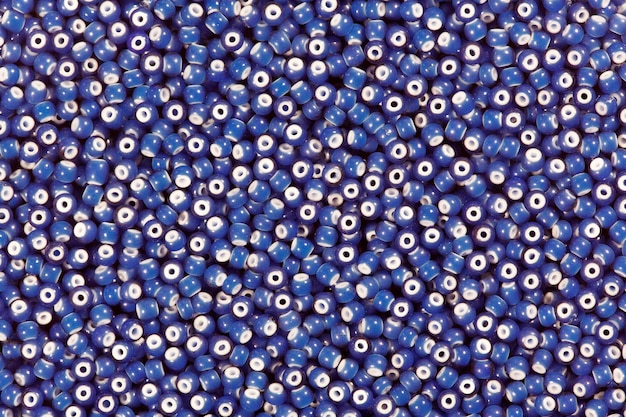 Blue beads with white dots. High res photo.