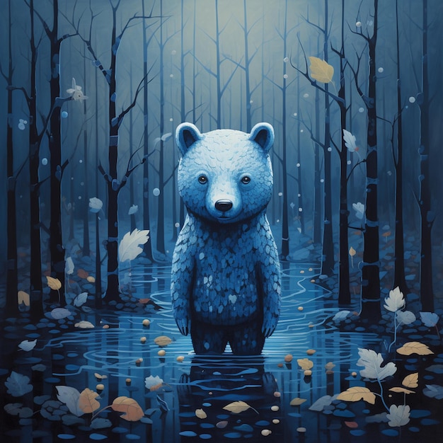 BLUE BEAR IN THE FOREST