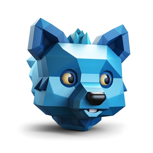 A blue bear head with a blue face and a blue nose.