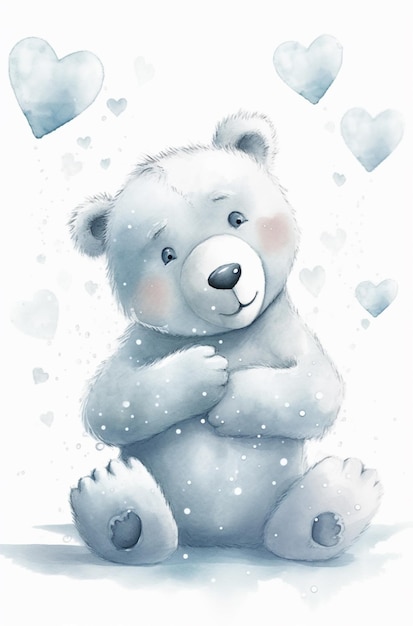 A blue bear with hearts and the words'care bear'on it