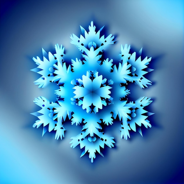 Photo blue beautiful snowflake glossy winter background generative ai