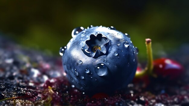 Photo blue berry background with blur background