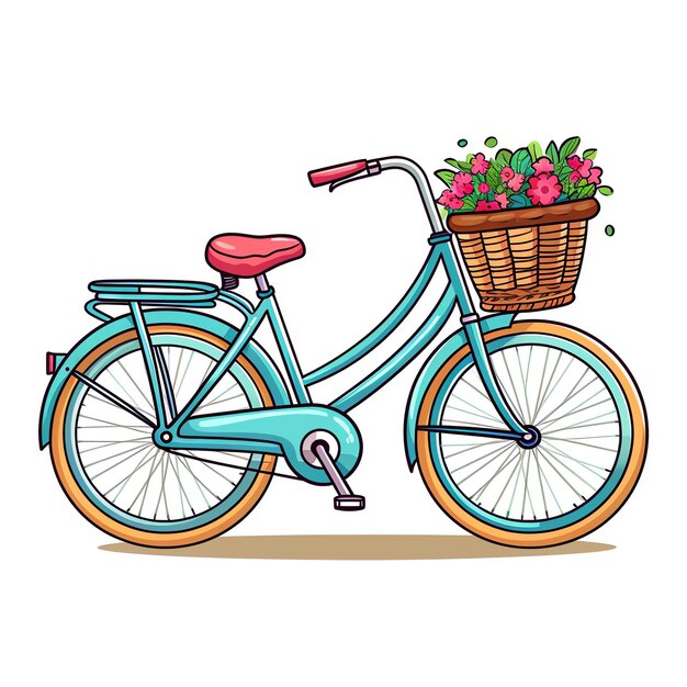 Photo a blue bicycle with a basket of flowers