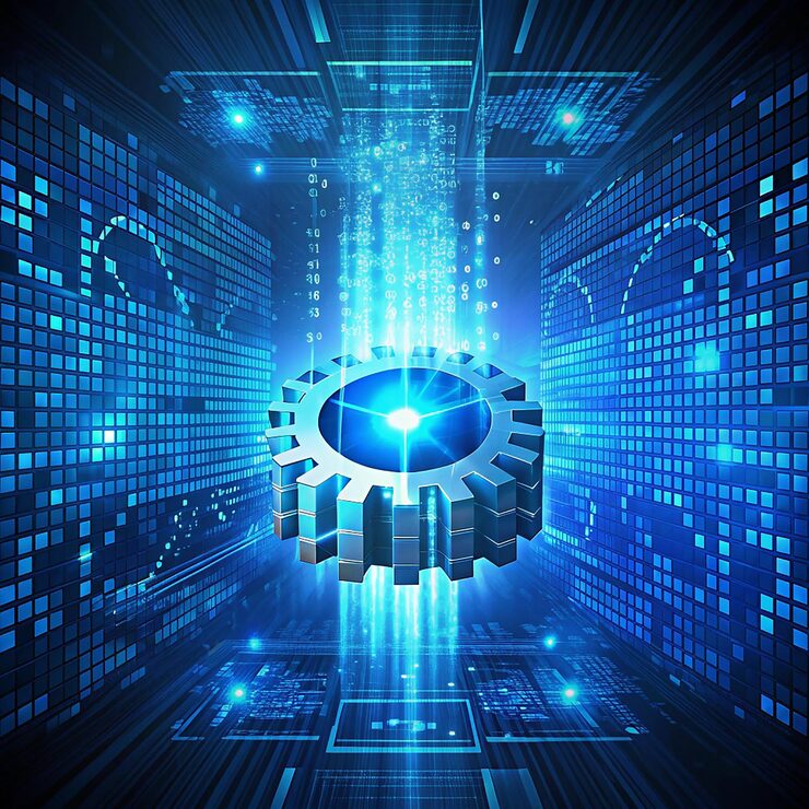 Photo blue binary data software programming code background random parts of program code digital data technology concept 1 0 machine code random binary data matrix wide vector illustration