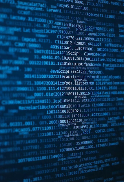blue binary data software programming code background random parts of program code digital data technology concept
