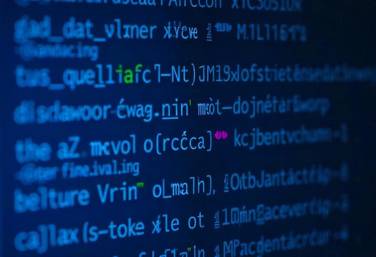 Photo 蓝色二进制数据软件编程代码背景 程序代码的随机部分 数字数据技术概念