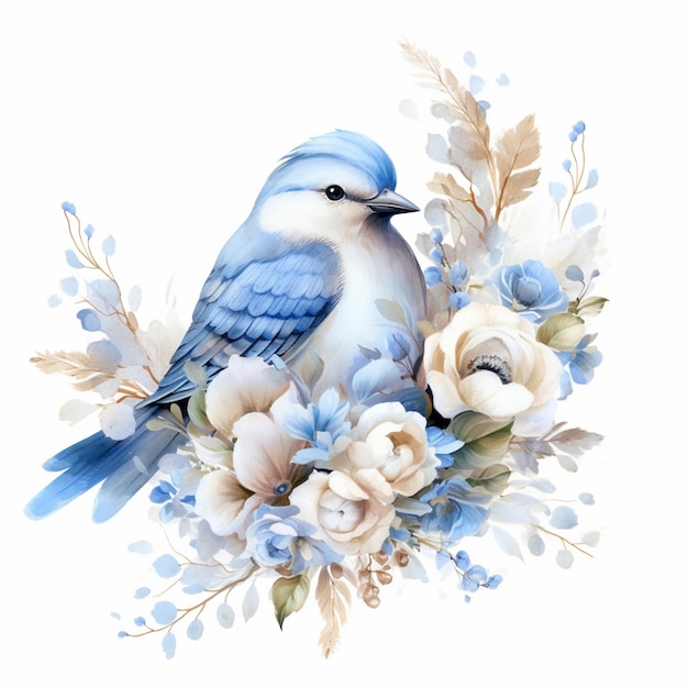 Blue bird on a flower