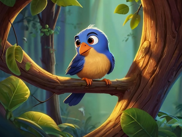 青い鳥が木の枝の上に座っている