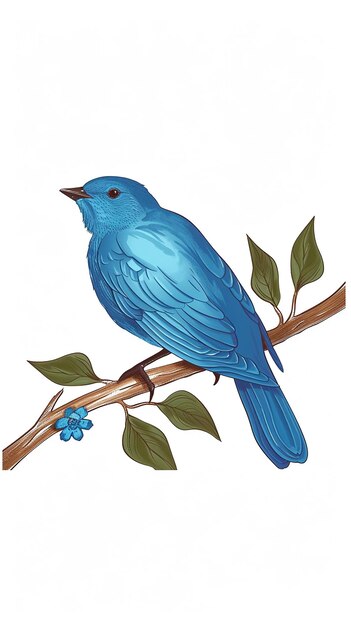 Photo blue bird sitting on a branch