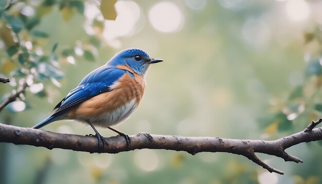 A Blue Bird On A Tree Branch