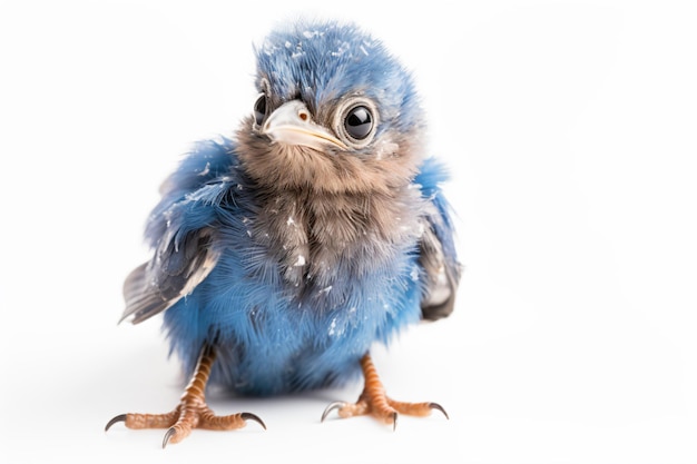 A blue bird with a white background