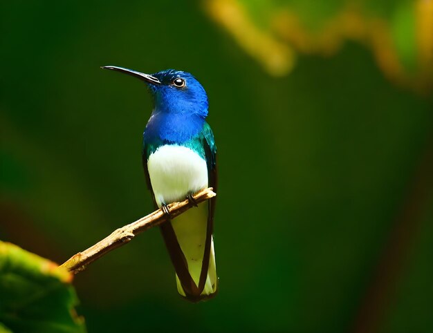 Photo a blue bird with a white breast and a blue head