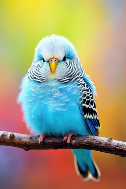 A blue bird with yellow beak and a red background