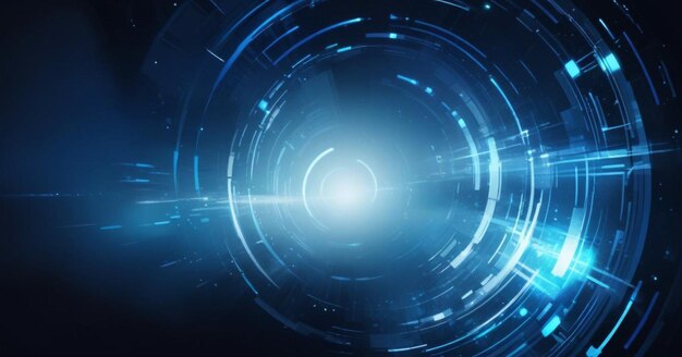 Photo a blue and black abstract background with a blue and black circle and a blue light