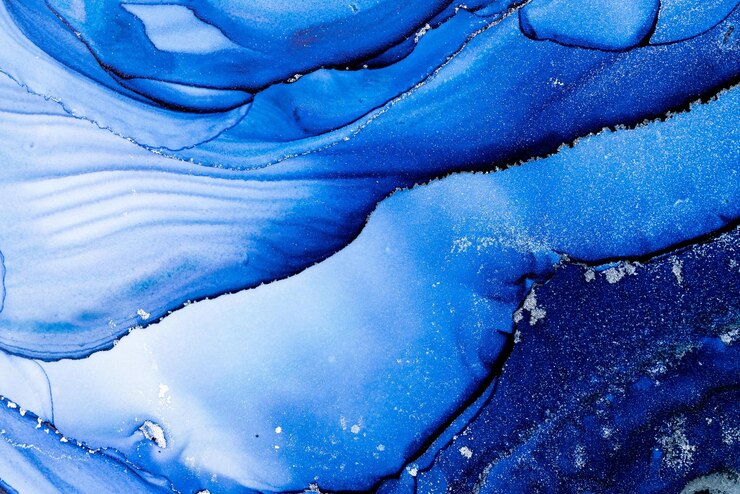 Photo a blue and black abstract painting with the word art on it.