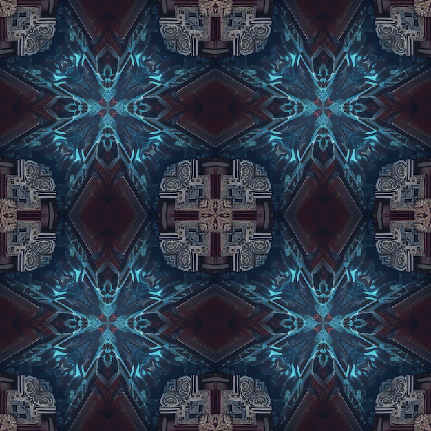 a blue and black abstract seamless pattern with a star on the top.