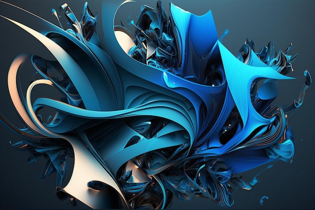 A blue and black background with a large pattern of curves and curves.