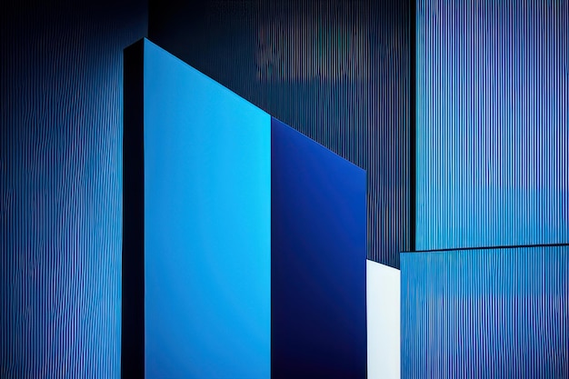A blue and black background with a white square and a blue square.
