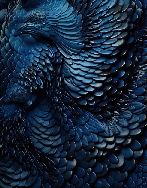 Photo a blue and black bird with a blue body and a black and white pattern