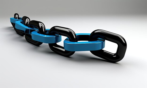 Photo blue and black chain connector in the style of realistic rendering