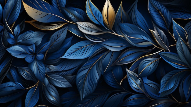 Синие и черные листьягенеративный искусственный интеллект