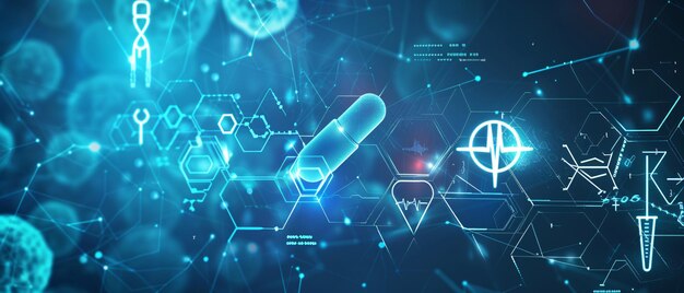Photo blue and black medical technology background