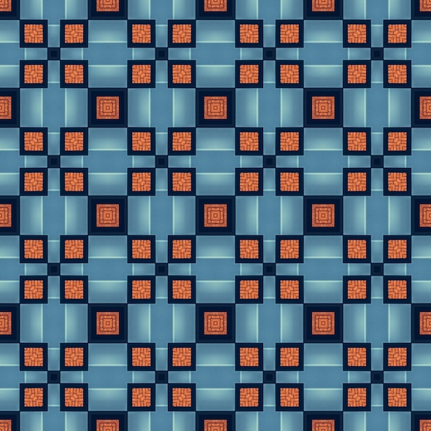 A blue and black pattern with squares.