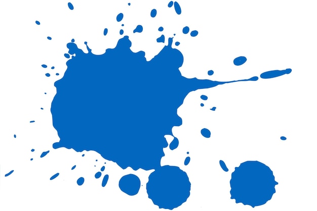 Blue blot on a white background. Spots of ink on a piece of paper.