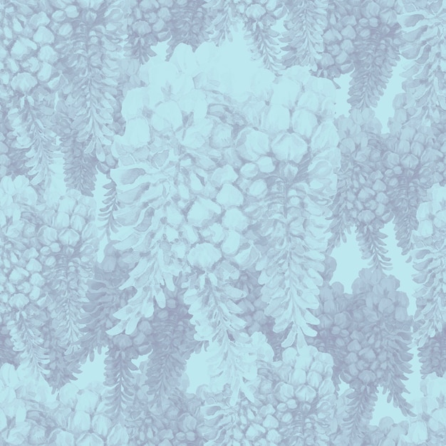 Blue and blue flowers hand drawn watercolor seamless pattern