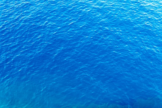 Blue blue patterned sea surface, top View.