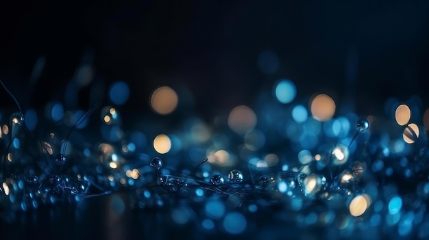 青のボケ味のライトの背景 イラスト AI GenerativexA