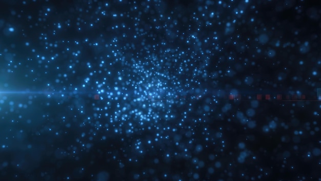 Blue bokeh lights on a dark background creating a deep serene and futuristic