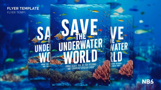 Photo a blue book with the word save the underwater world on it