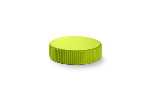 Blue bottle cap Colored recycled plastic cap on a white background