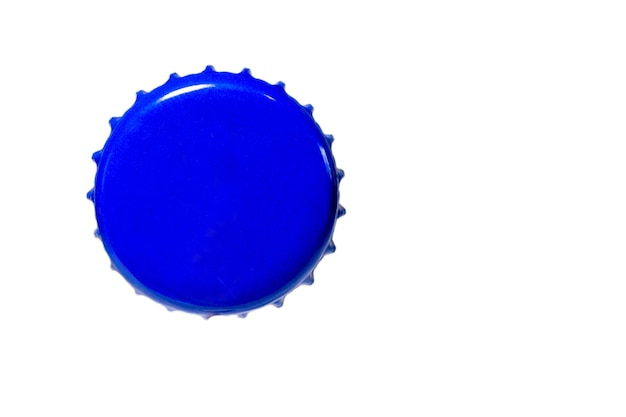 Blue bottle cap isolated on the white background