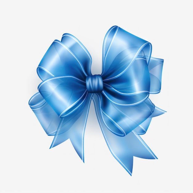 Blue bow made from transparent ribbon