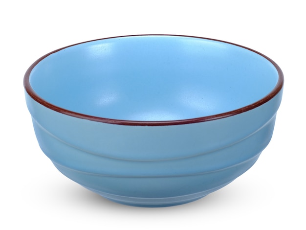 Blue bowl isolated on white.