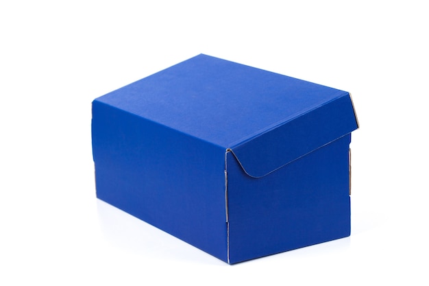 Photo blue box gift on white background