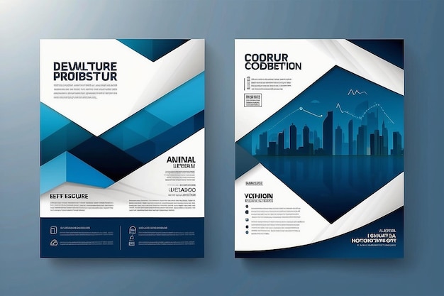 Photo blue brochure layout design template annual report flyer leaflet cover presentation modern background